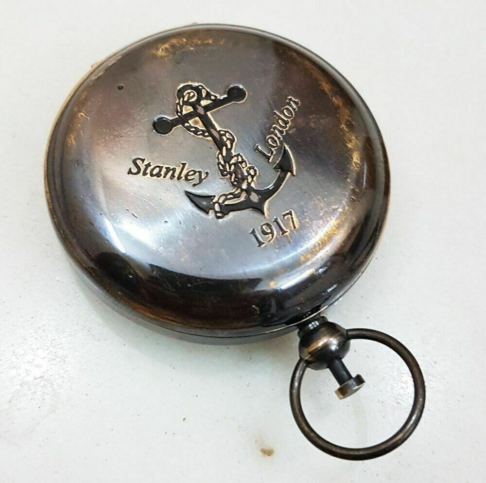 Antique Handmade Push Button Compass  Brass Antique Compass Pocket Style Compass