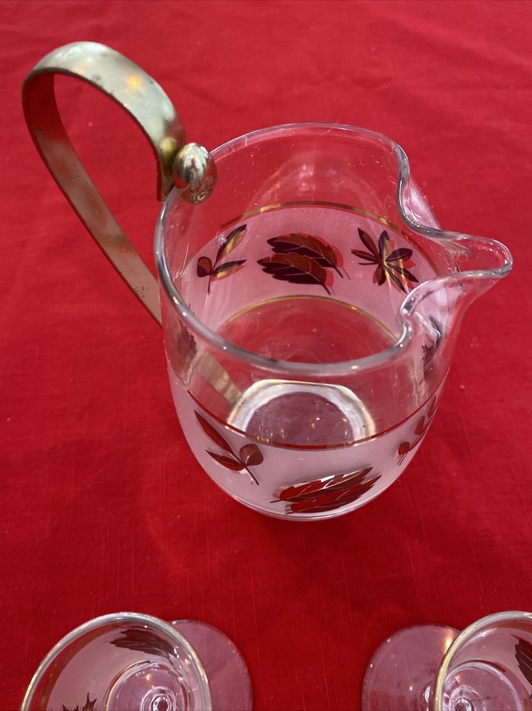 Libbey Footed Cordial Glasses & Small Pitcher