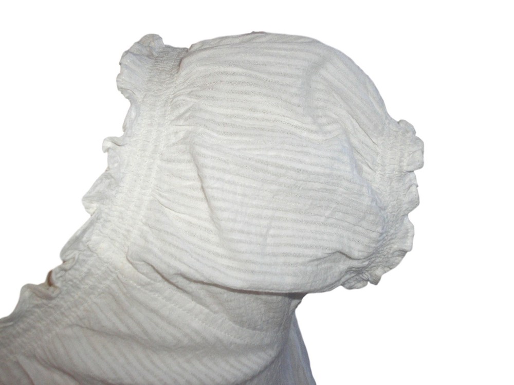 Adini 100% Cotton White Elastic Boho Peasant Blouse