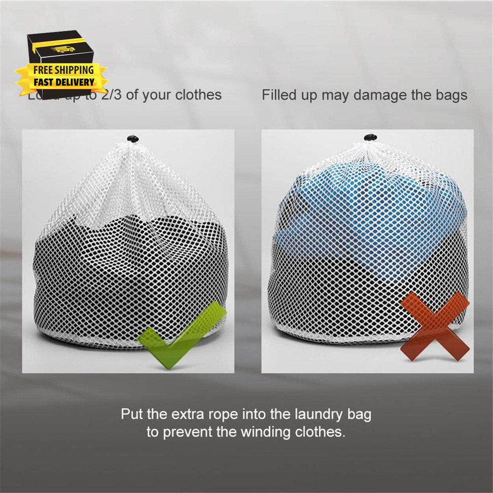 Premium Fine Mesh Laundry Bag - Sturdy White Mesh Material with Drawstring Closu