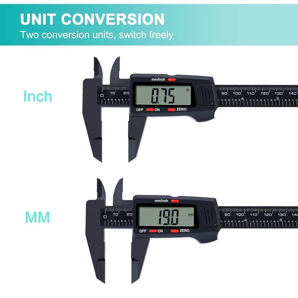Versatile Digital Caliper 0-6" with Multiple Measuring Modes & Zero Reset