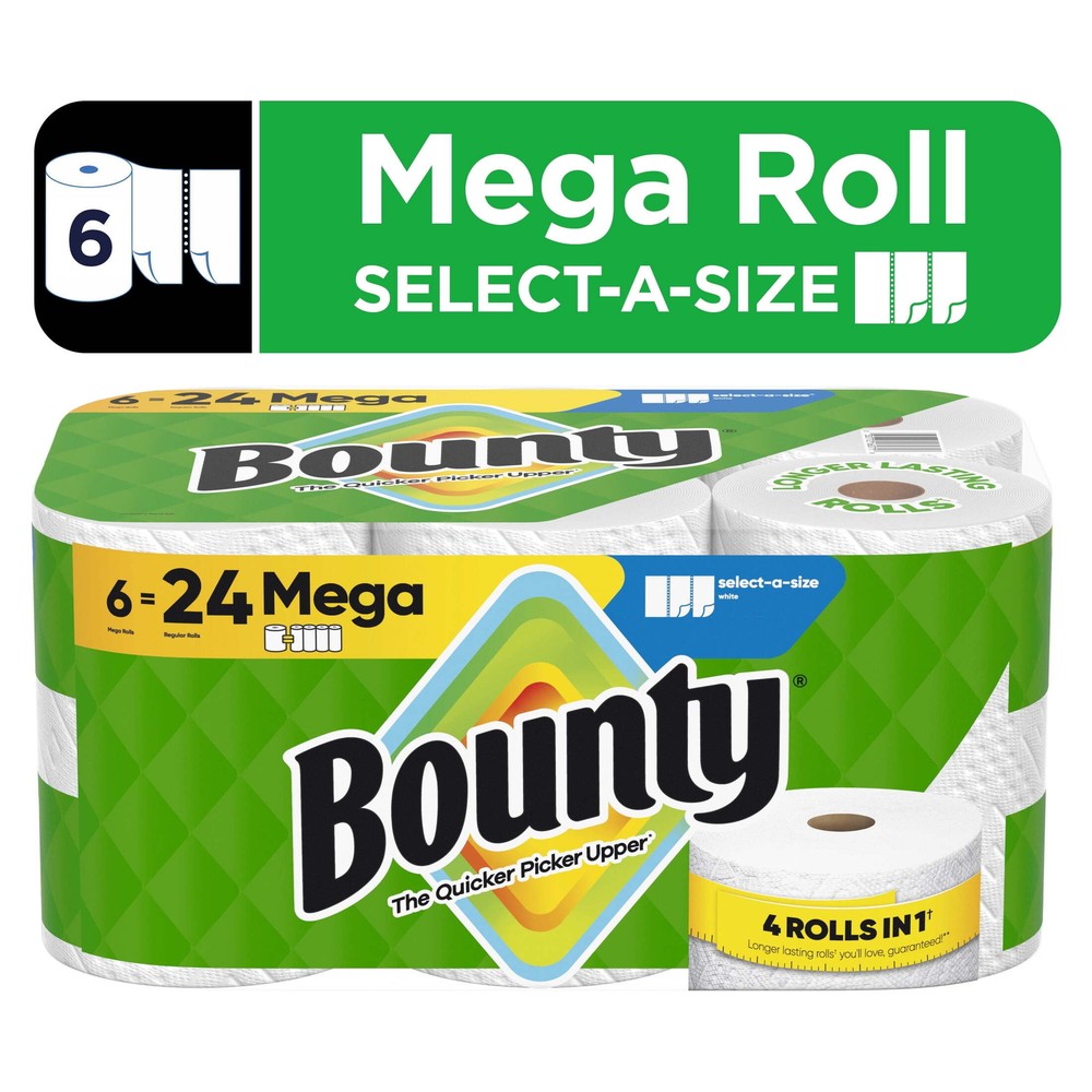 Paper Towels Select-A-Size White, 6 Mega Rolls, 164 Sheets Per Roll