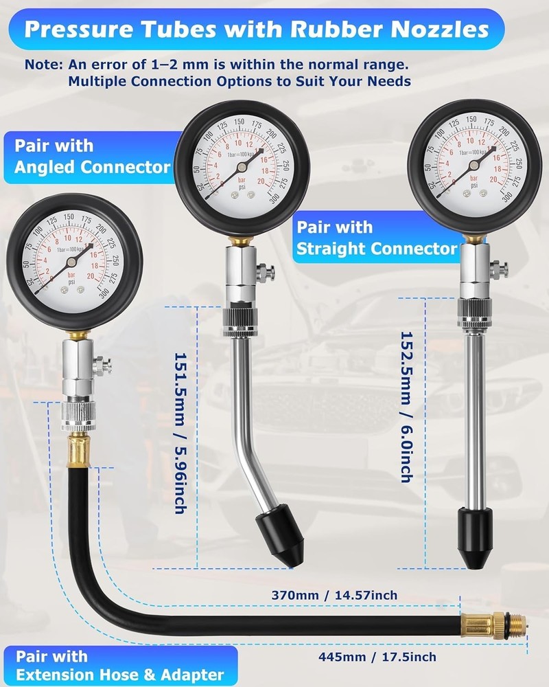 Professional Petrol Engine Compression Tester Kit for Autos & Motorcycles