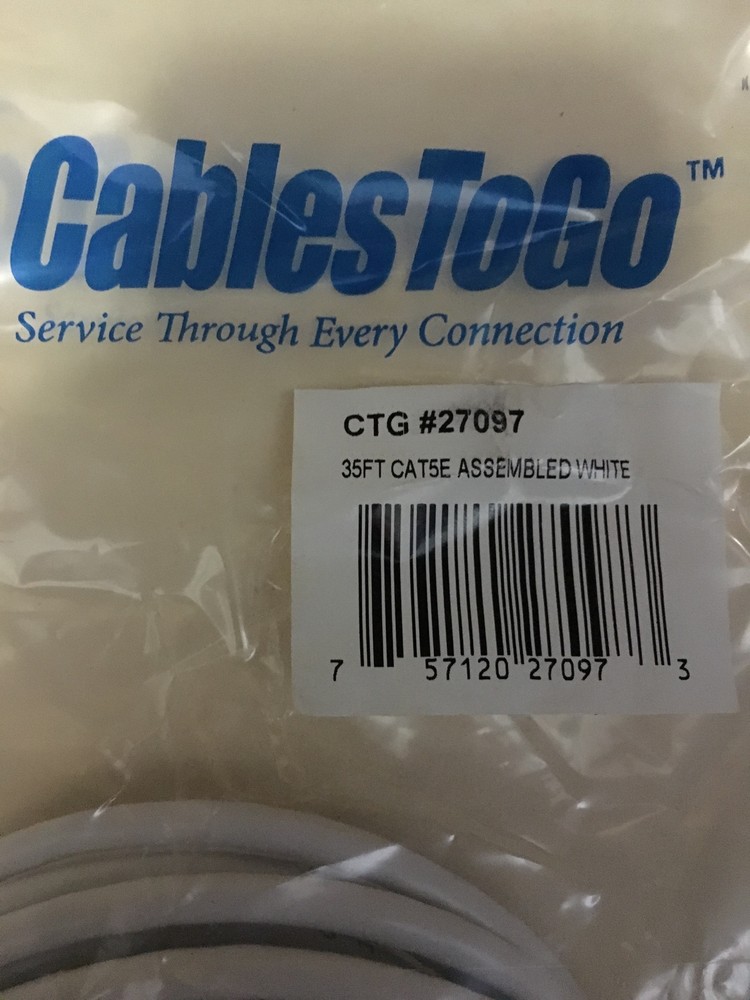 CABLES TOGO 27097 35FT CAT5E ASSEMBLED WHITE
