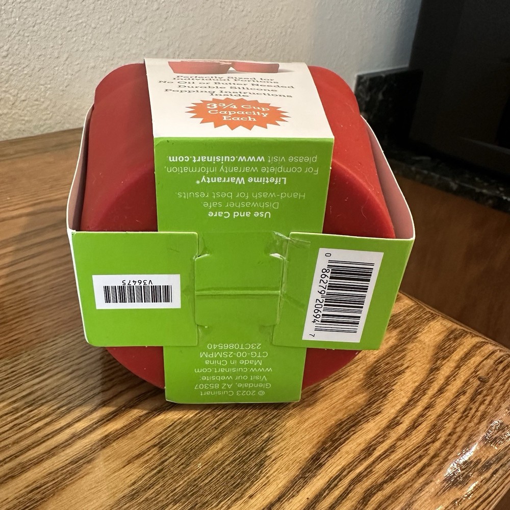Cuisinart Single Serve Red Silicone Microwave Popcorn Makers 2pc Set NWT