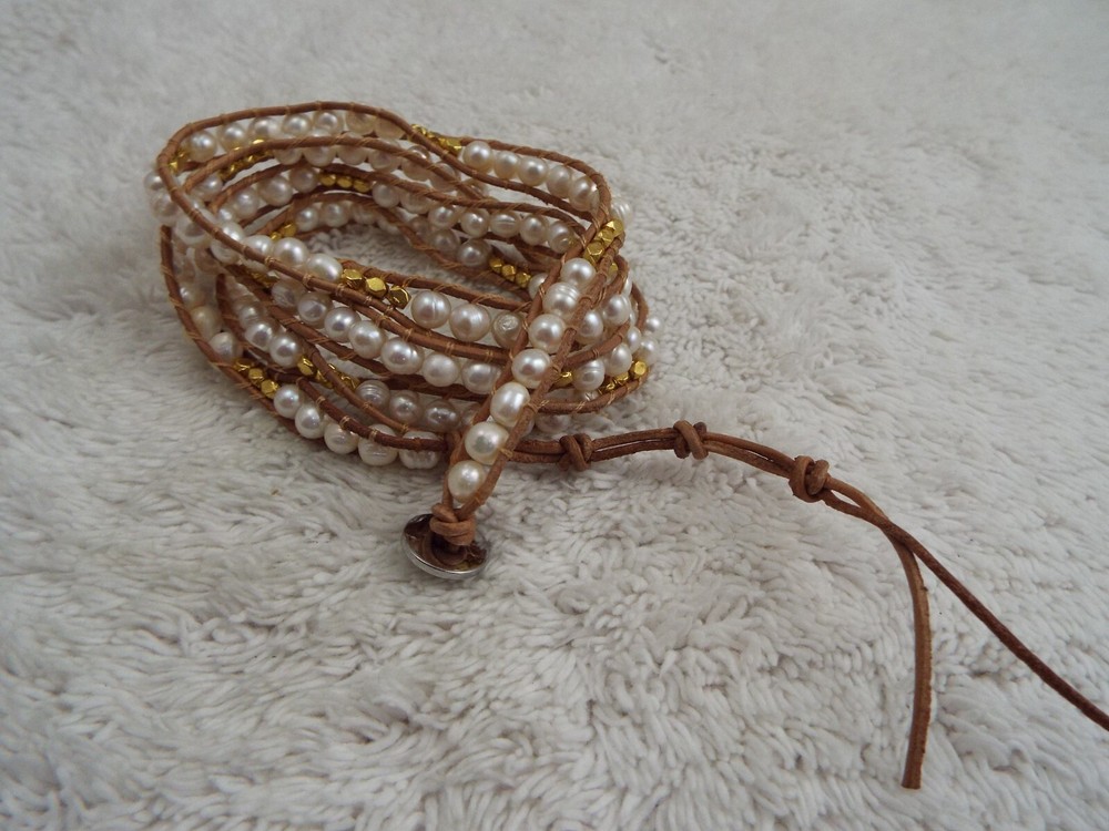 Genuine Pearl Cord Wrap Bracelet