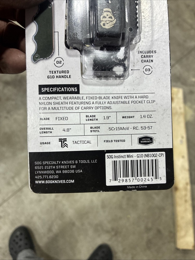 SOG Fixed Blade Instinct 2.3" Blade 5.9" Overall