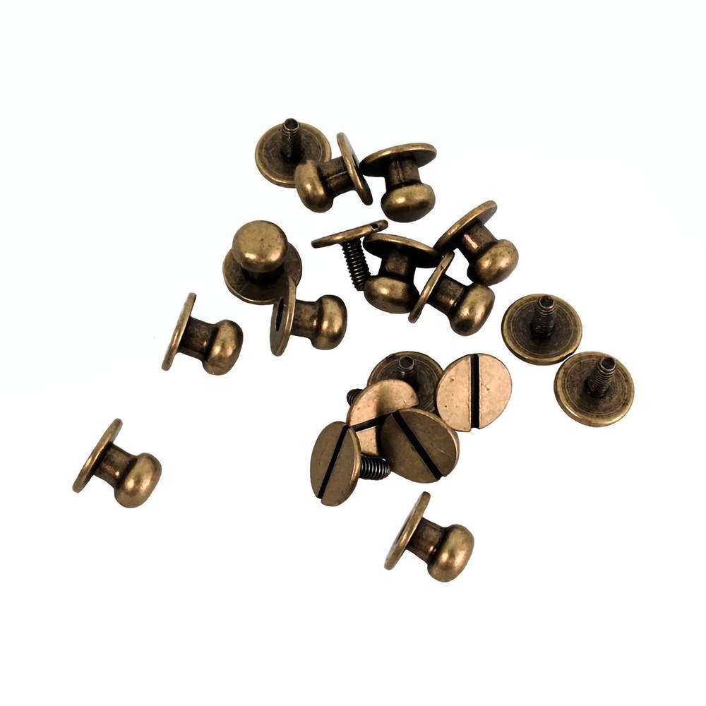 Realeather(R) Crafts Button Stud & Post 10/Pkg-Antique Brass