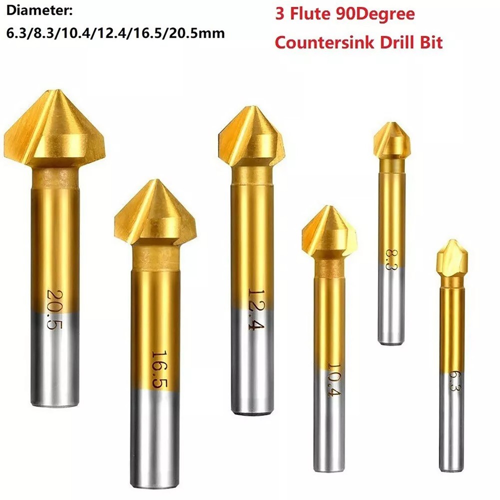6Pcs 90Degree HSS Chamfer Cutter Bit Chamfering Countersink Drill Bits Accessory