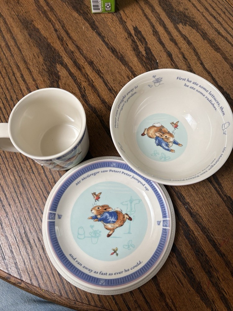 Peter Rabbit Saucer, Mug, And Bowl