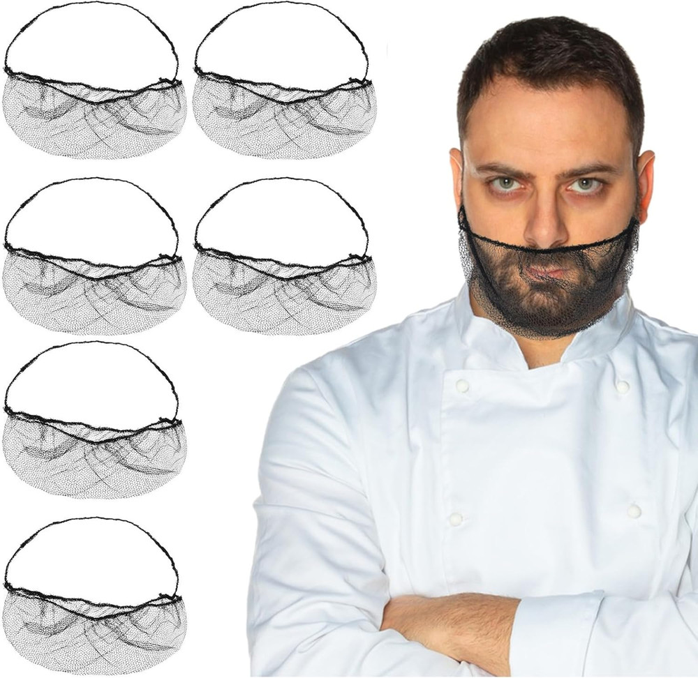 100 Pcs Beard Nets Food Service Beard Covers Beard Guards Black Comfortable Prot