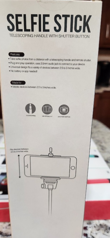 selfie stick - telescoping handle with shutter button NIB Free Shipping