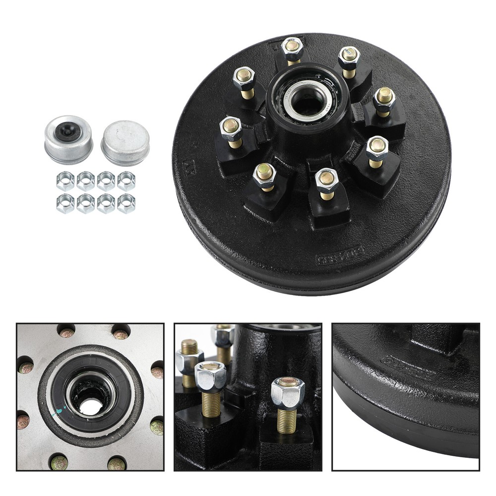 Trailer Hub and Drum Assembly for 7000 Lbs Axles - 12"-8 on 6-1/2" Pre-Greased