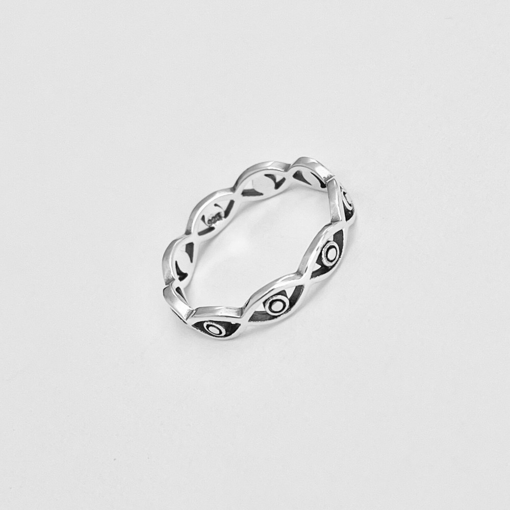 Sterling Silver Eternity All Seeing Eye Ring, Silver Rings, Religious Ring