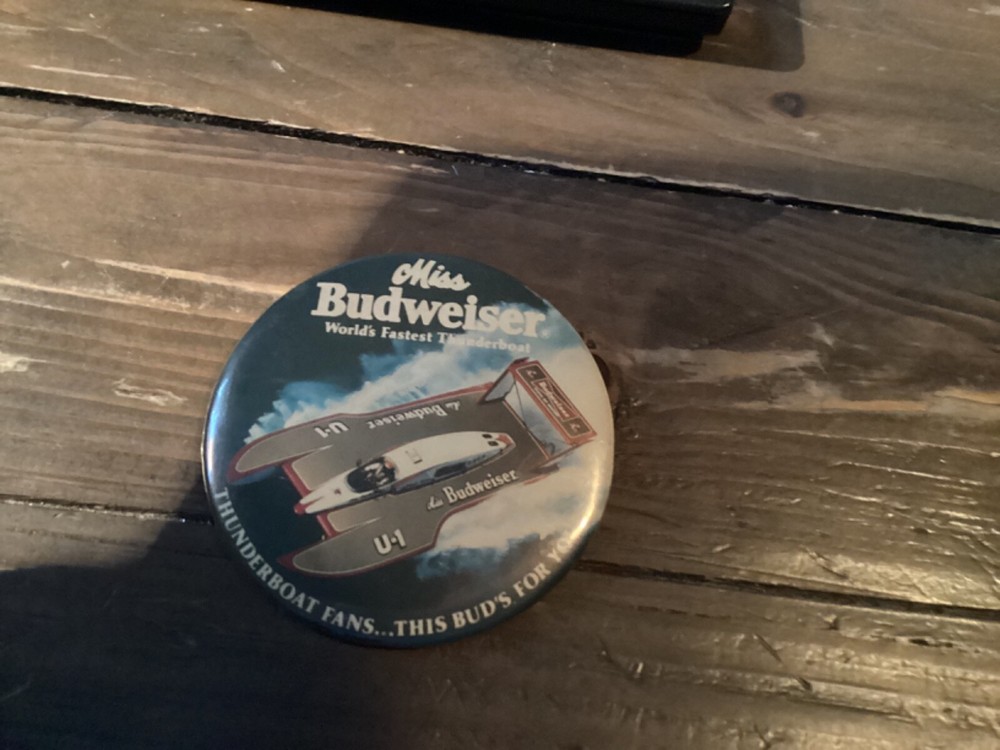 Miss Budweiser U-1 "World's Fastest Thunderboat" Button