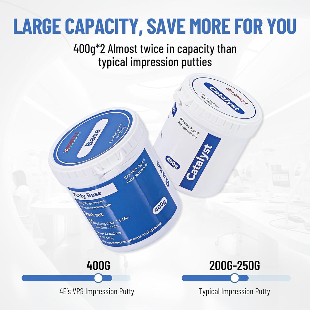 Dental Impression Putty Fast Set 800g VPS Putty (400g Base & 400g Catalyst) US