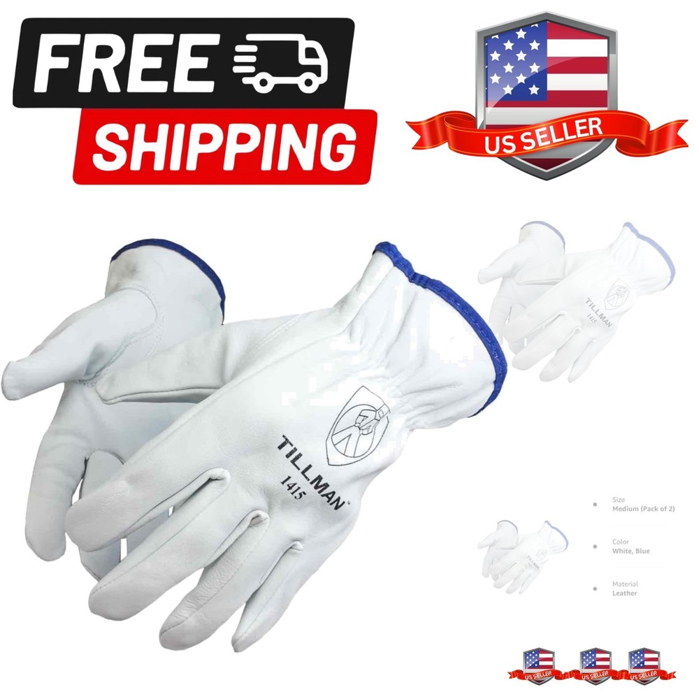 1415 Unlined Top Grain Goatskin Drivers Gloves, Medium, White