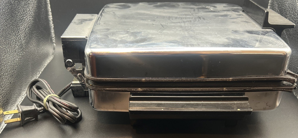 VTG GE Waffle Maker & Grill Chrome Reversible Plates TESTED, EUC