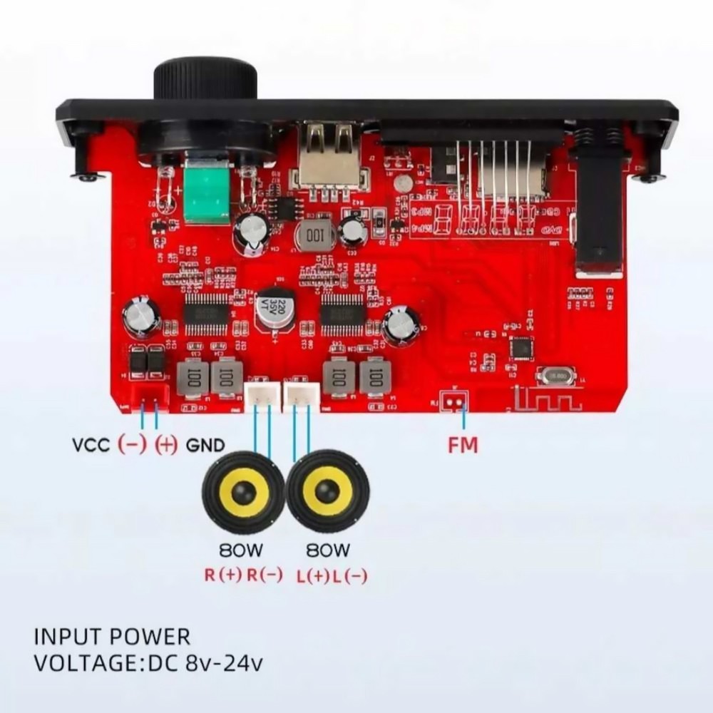 MP3 Decoder Kit 160W Amplifier Bluetooth 5.0 DC12V Multi-devices Compatibility