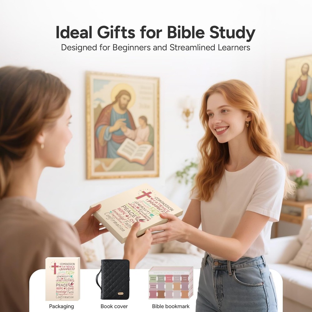 BellaHold Adjustable Bible Cover with 75 Tabs - Case Black