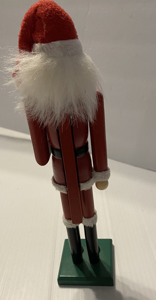 9" Wood Santa Nutcracker Figurine Christmas Tree EUC