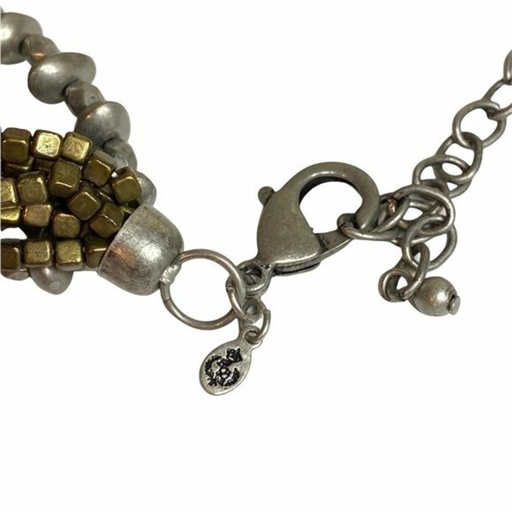 PREMIER DESIGNS Gray + Green? 9 Strands Beaded Statement Matte Silver Necklace