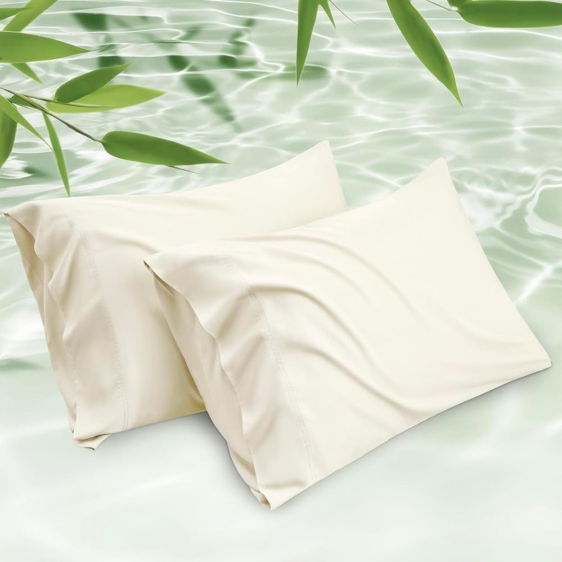 Bamboo Rayon Pillowcase Set Cool Breathable Silk Soft Easy Care Envelope Closure
