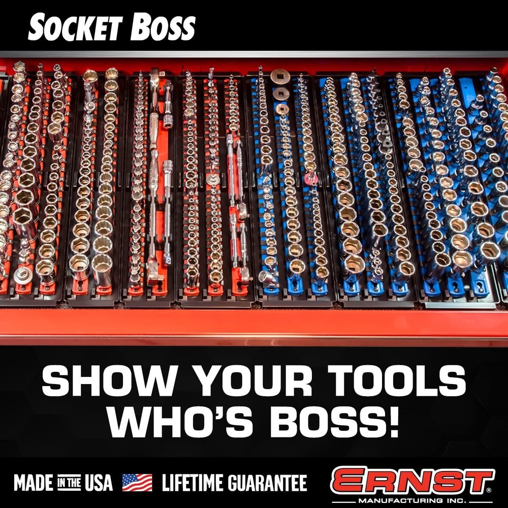 Socket Boss Twist-Lock Tray - 40 Clips, 3-Rail Organizer