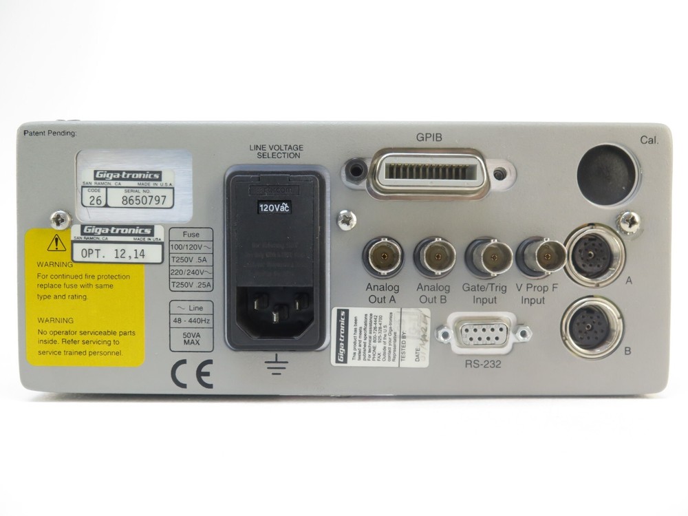 Gigatronics 8652A Universal RF Power Meter Options 12, 14