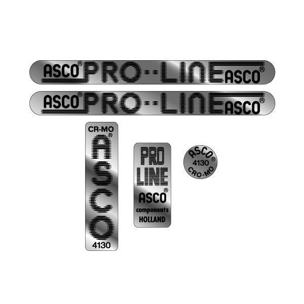 ASCO PRO LINE CR-MO decal set - on chrome
