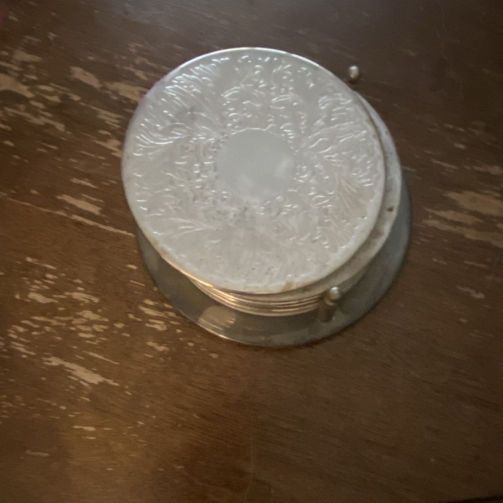 Silverplate Ornate Decor Pattern Coaster Set with Holder Decorative Tableware