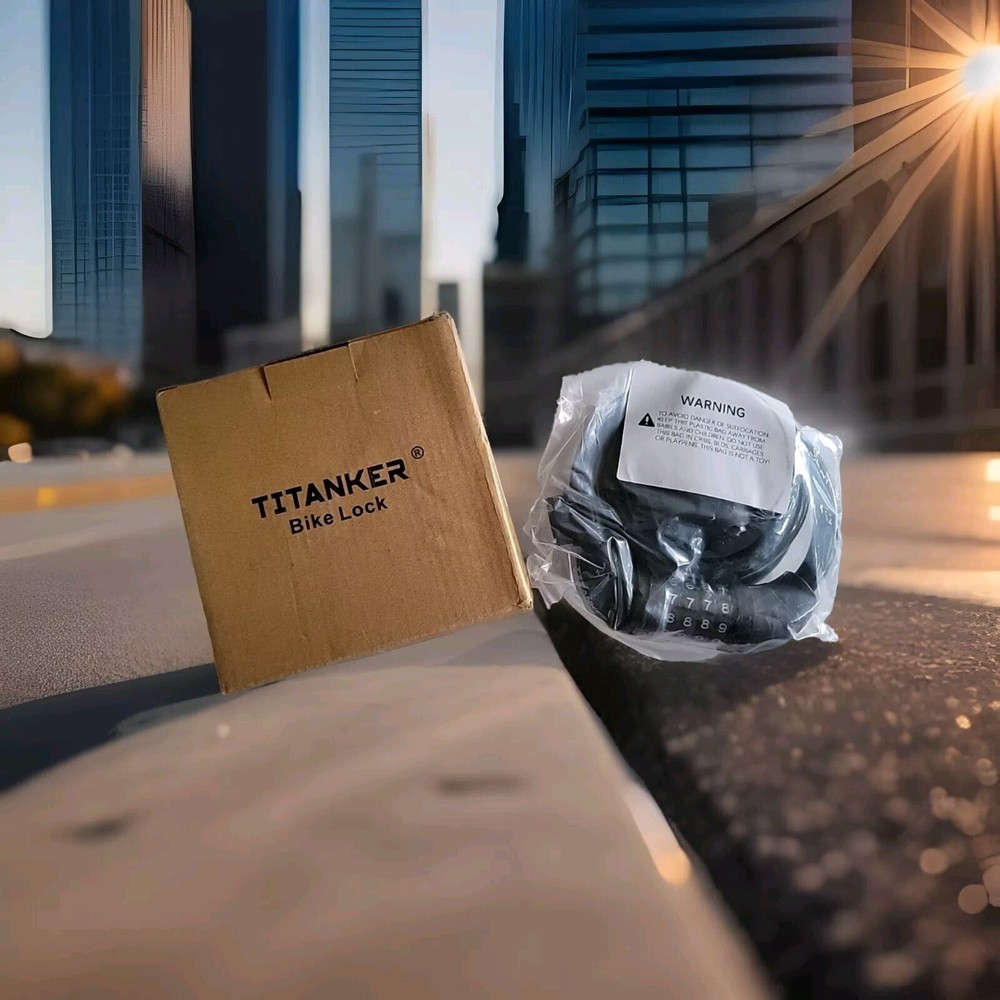 Titanker Bike Lock Cable Basic Self Coiling Resettable 4 - DIGIT LOCK BLACK 4ft