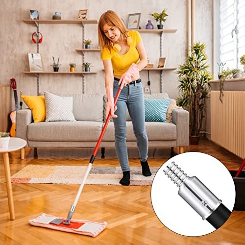 6Pcs Ultra Threaded Tip Replacement Repair Kit Metal Broom Handle Adapter