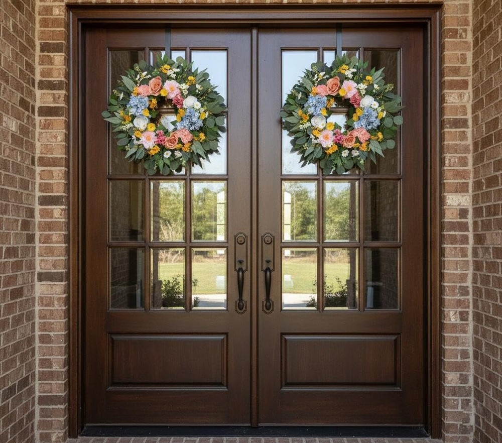 26 Inch Spring Wreath for Front Door Easter Wreath with Hydrangea, Peony & Ro...