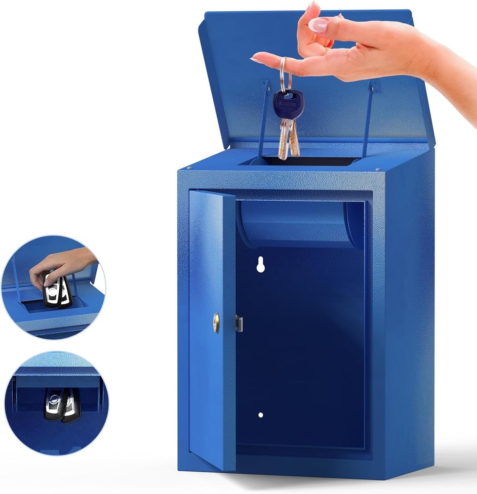 Key Drop Box for outside Wall Mount, Key Return Box for Automotive, Anti-Thief &