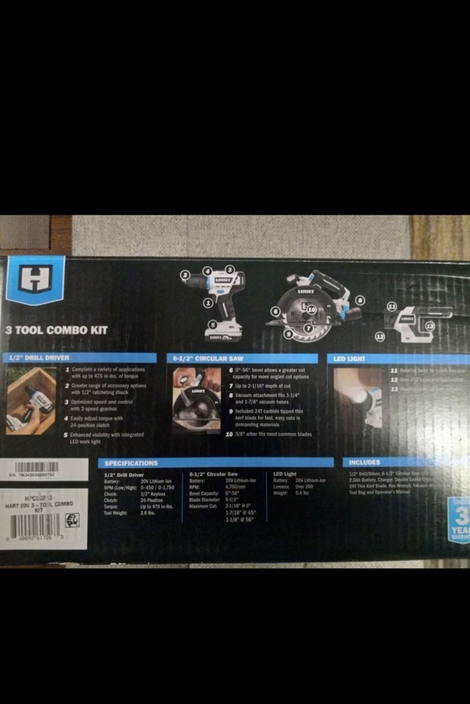 New HART 3 Tool Combo Kit 20V Cordless System