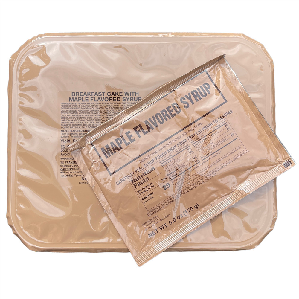 MRE Tray Pack, Breakfast Cake with Maple Syrup, Unitized Group Ration (UGR)