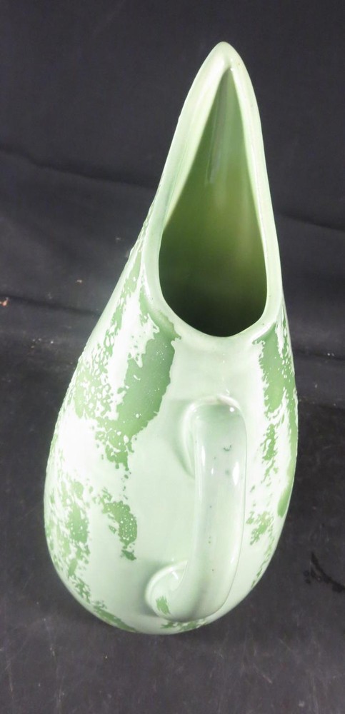 13" Pottery Pitcher Mid-Century Modern Green
