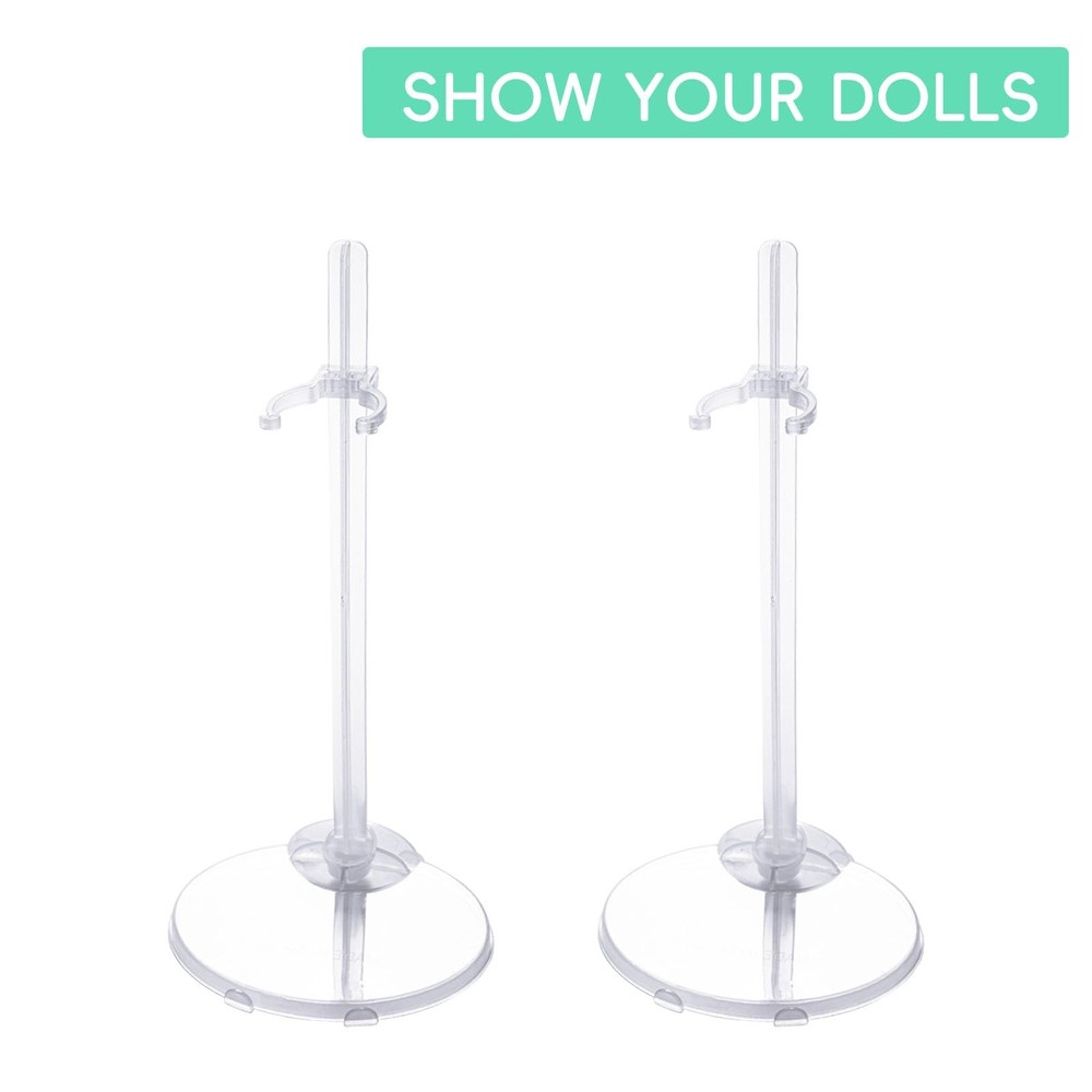 XJMWXHFC 10pc Adjustable Doll Display Holders, Clear Plastic Action CLEAR