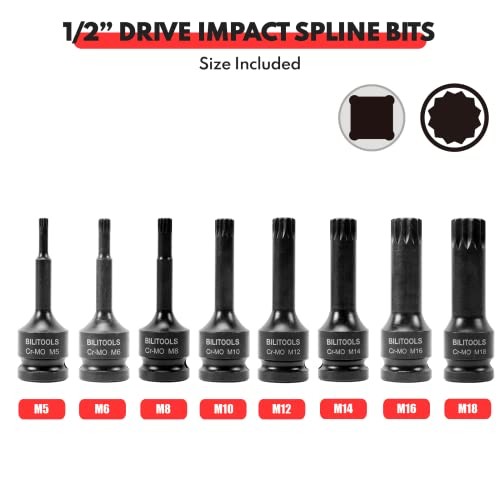 8-Piece Impact XZN Triple Square Xzn Triple Square Spline Bit Socket Set