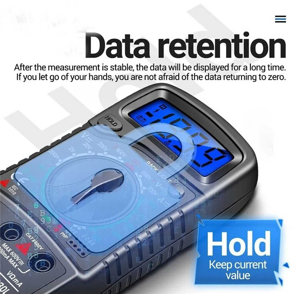 Multifunction Digital Multimeter 1999 Counts AC/DC Volt Current Ohm Tester Meter