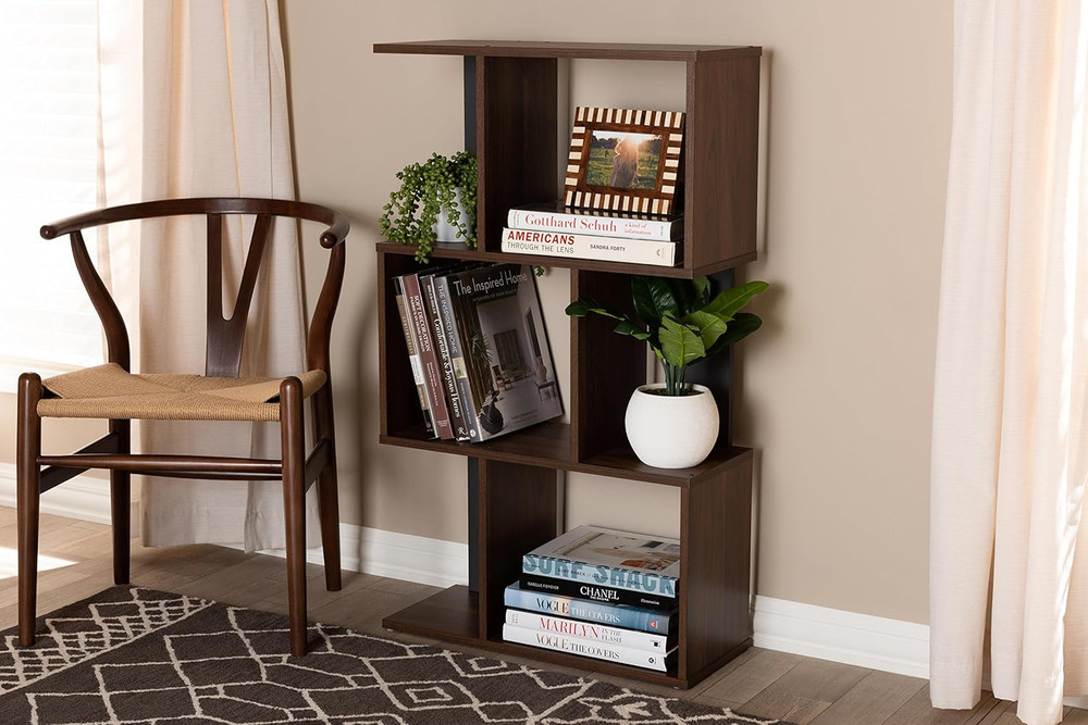 Vivace Display Bookcase, Walnut Brown/Dark Grey