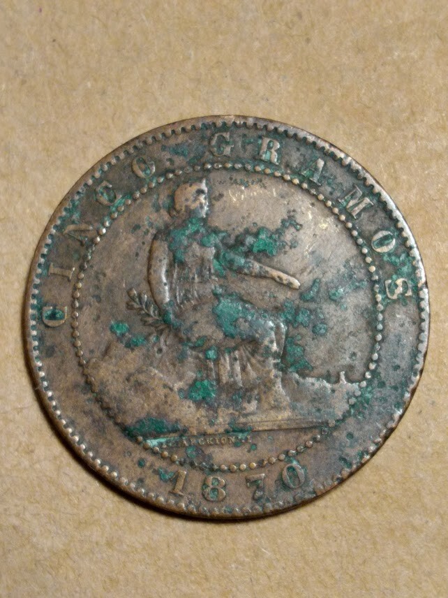 1870 Spain 5 Centimos