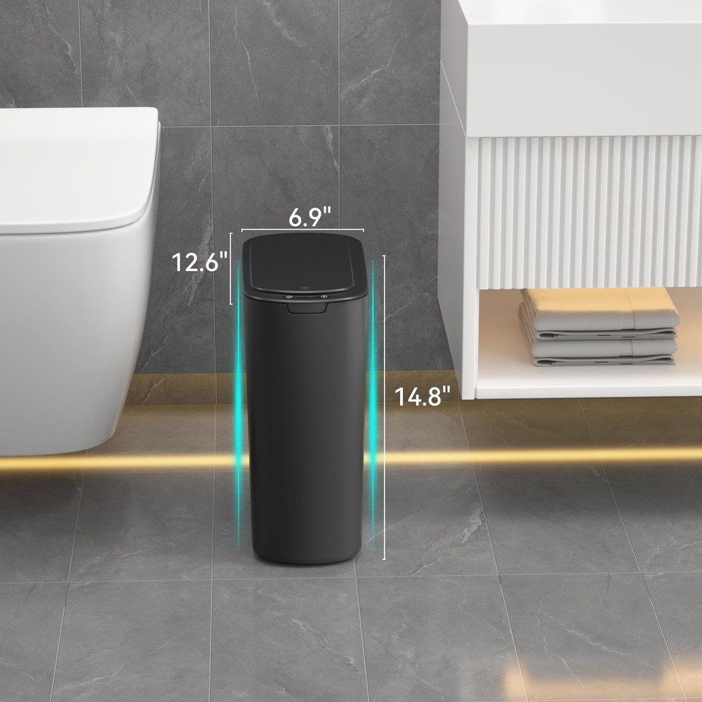 5 Gallon Motion Sensor Bathroom Trash Can Automatic Garbage Cans with Lid Tou...