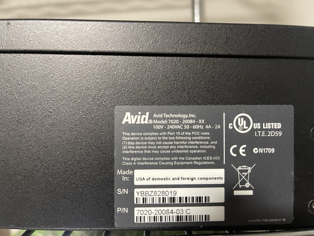 Avid Technology 7020-20084-XX Nitris DX Audio Video Interface Box (TESTED)