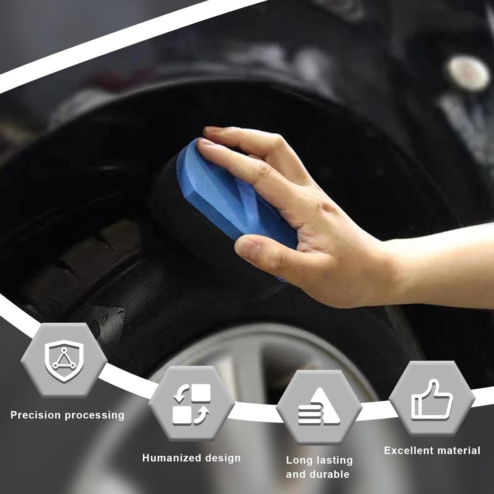 2 PCS , Easy Grip Hex Logic Tire Shine Dressing Applicator Sponge, Universal ...
