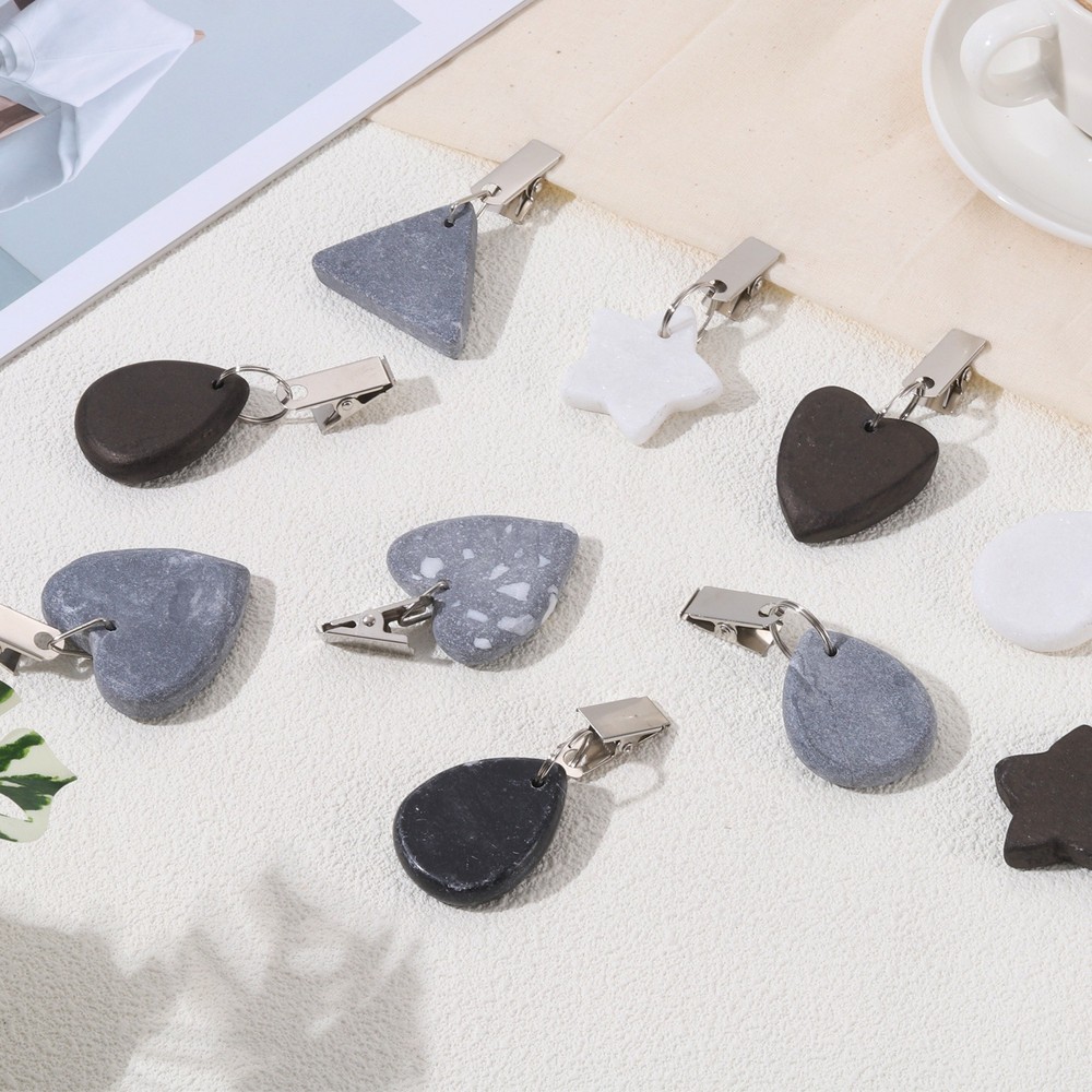 12Pcs Tablecloth Weights, Heart Shape Tablecloth Pendant 4x4cm, Gray