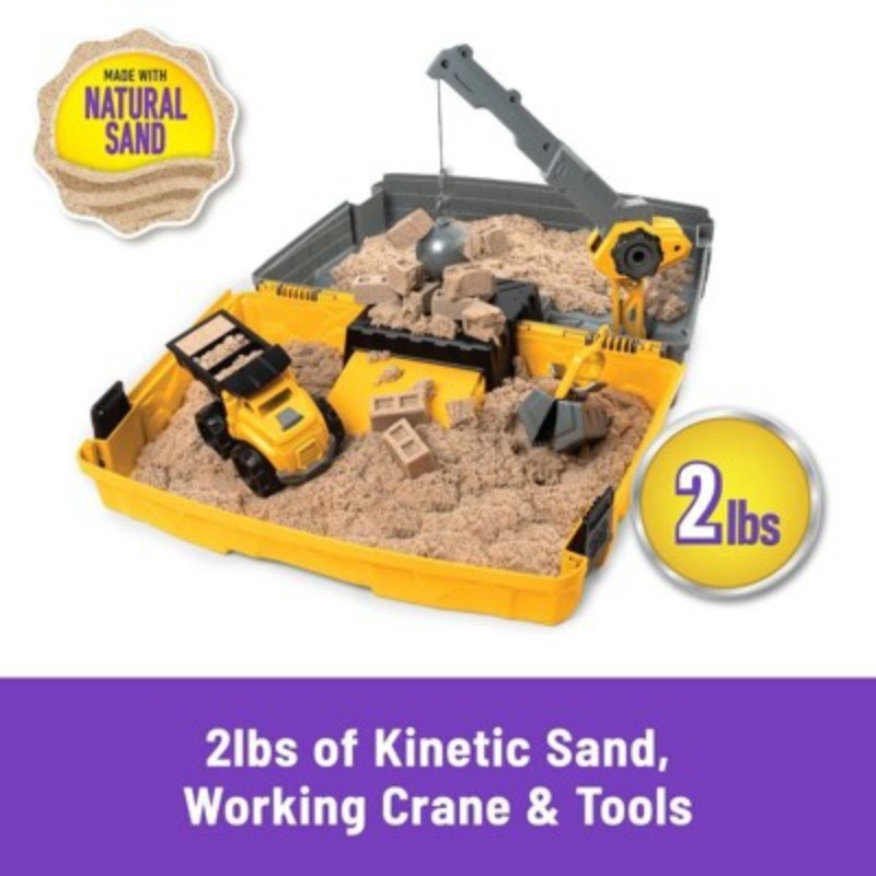 Construction Site Kit with Crane, Dump Truck, Foldable Sandbox