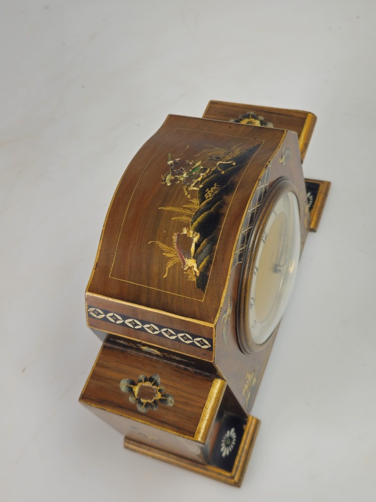 Fine Smiths Chinoiserie Lacquered Mantel Clock