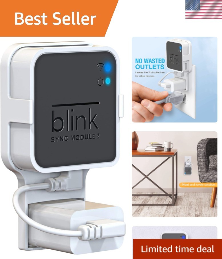 Compact Outlet Wall Mount for Blink Sync Module 2 - Easy, Tool-Free Installation